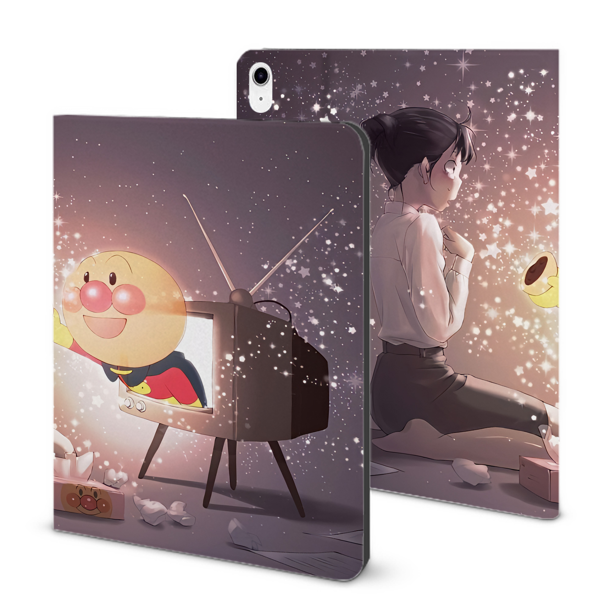 （画像用） アンパンマン Anpanman IPad ケース ブック型 PUレザー TPU 耐衝撃 軽量 薄型 ペン収納なし 全面保護 IPad 各モデル対応
